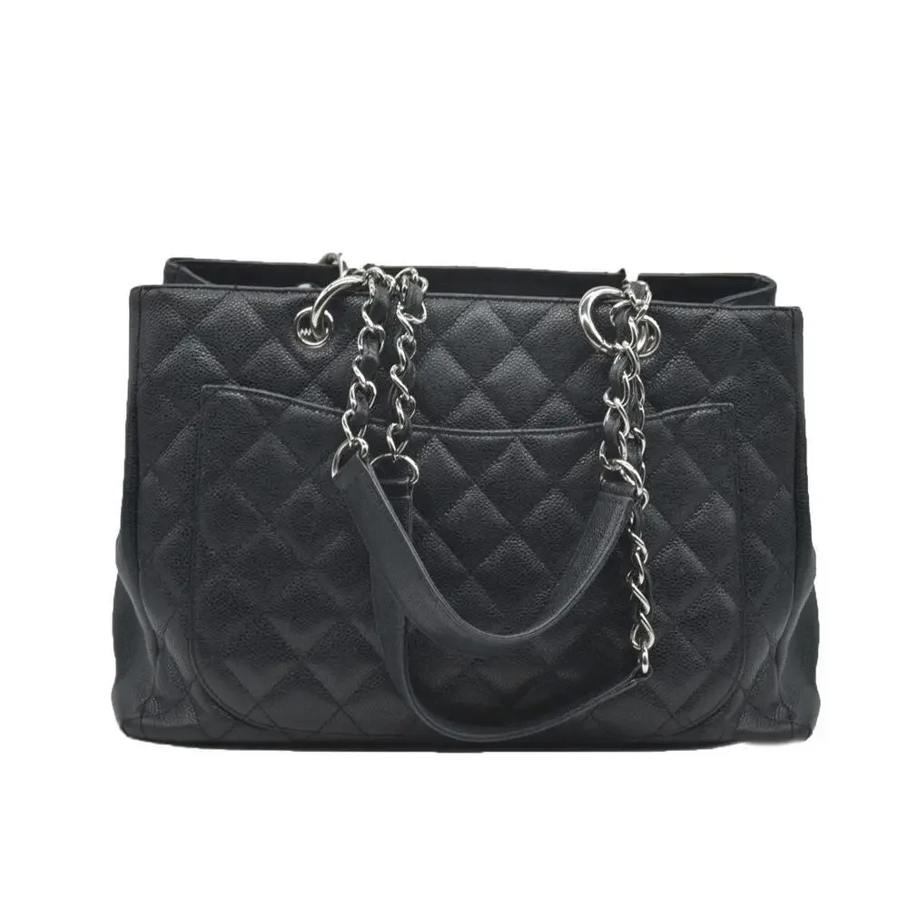 CHANEL Black Quilted Leather Double C Tote